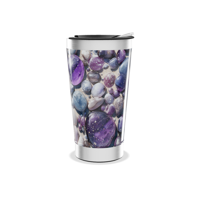 Copo Térmico - Pedras Roxas e Prateado