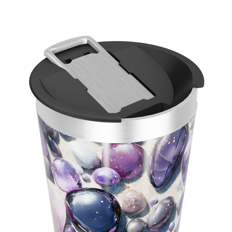 Copo Térmico - Pedras Roxas e Prateado