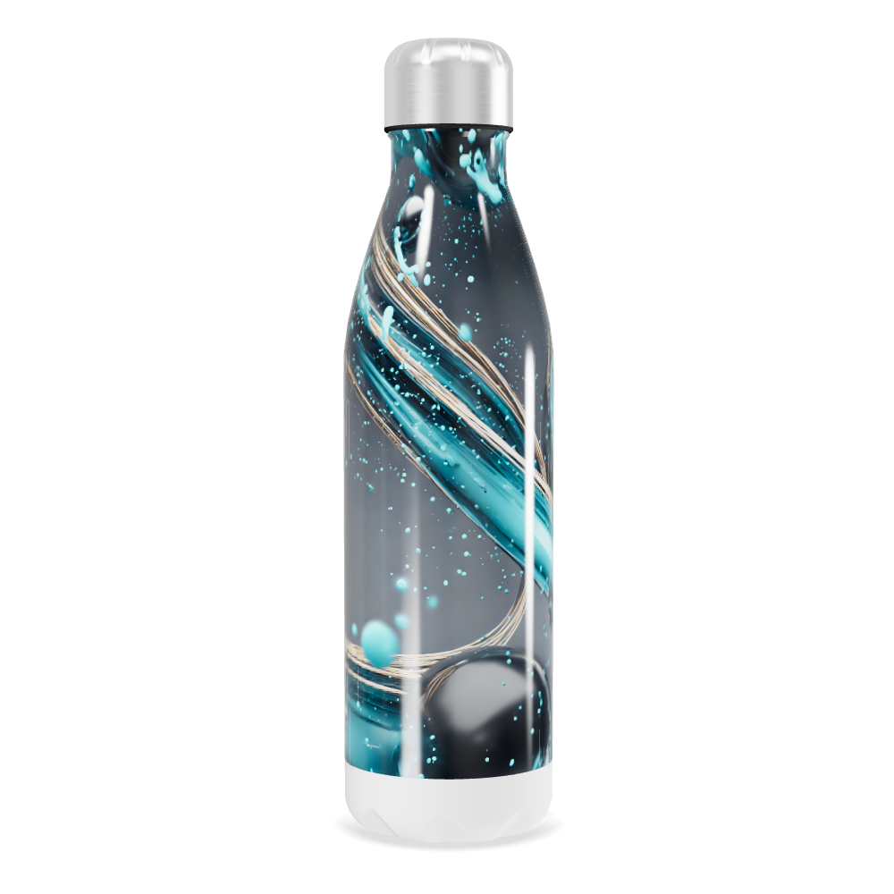 Garrafa Inox - Azul com Estampa Espiral