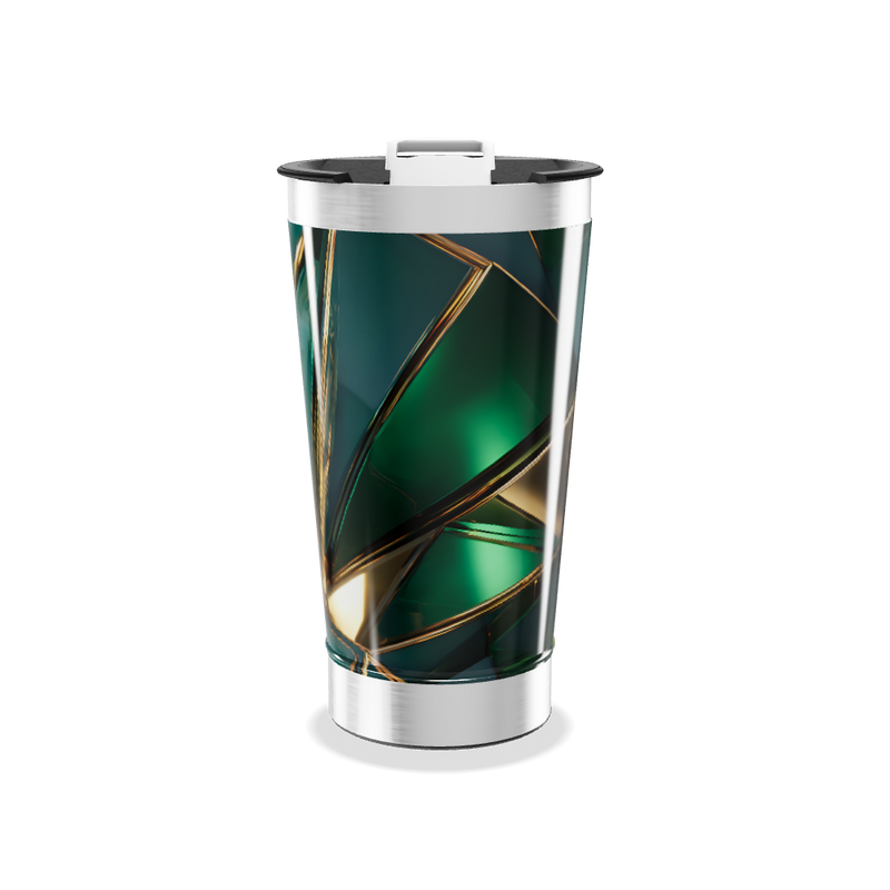Copo Térmico - Verde com Detalhes Dourados