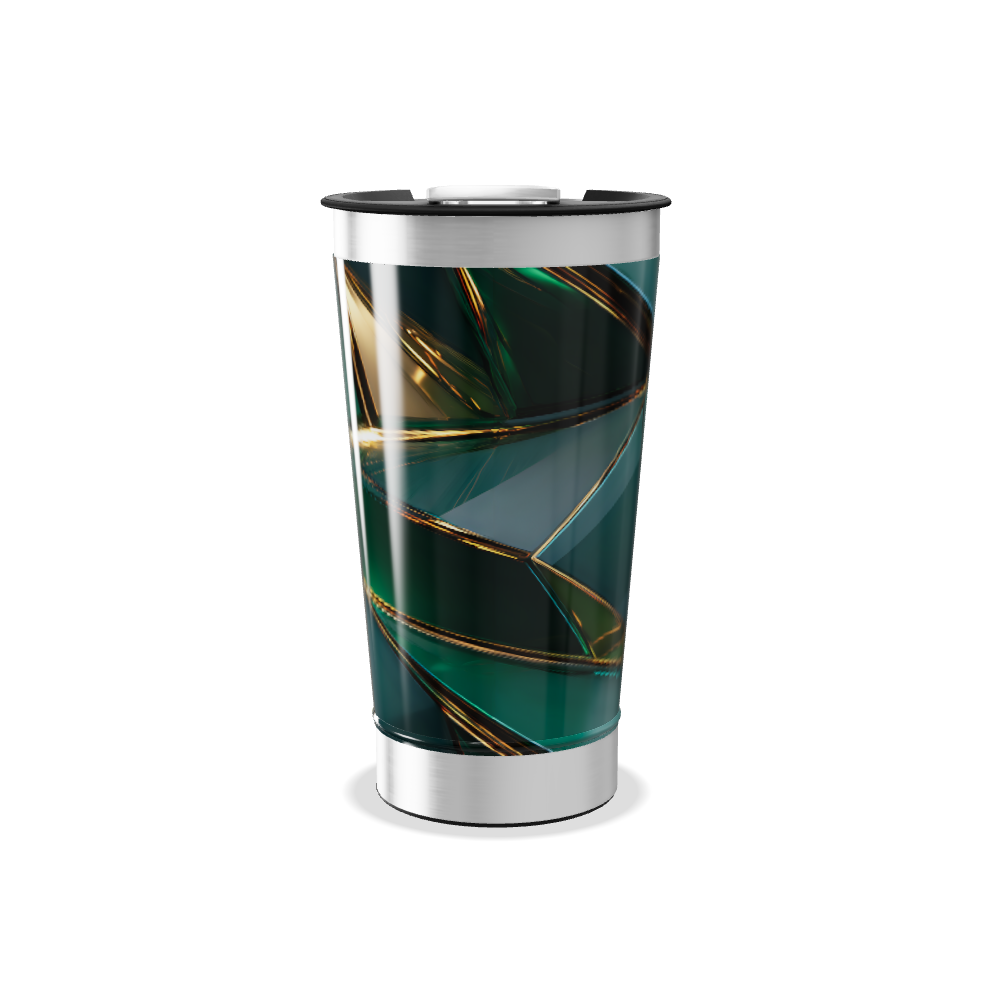 Copo Térmico - Verde com Detalhes Dourados