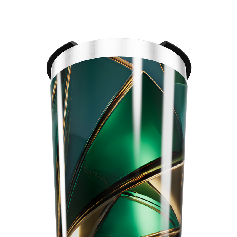 Copo Térmico - Verde com Detalhes Dourados