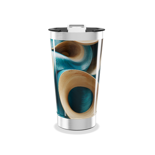 Copo Térmico - Abstrato Azul e Bege