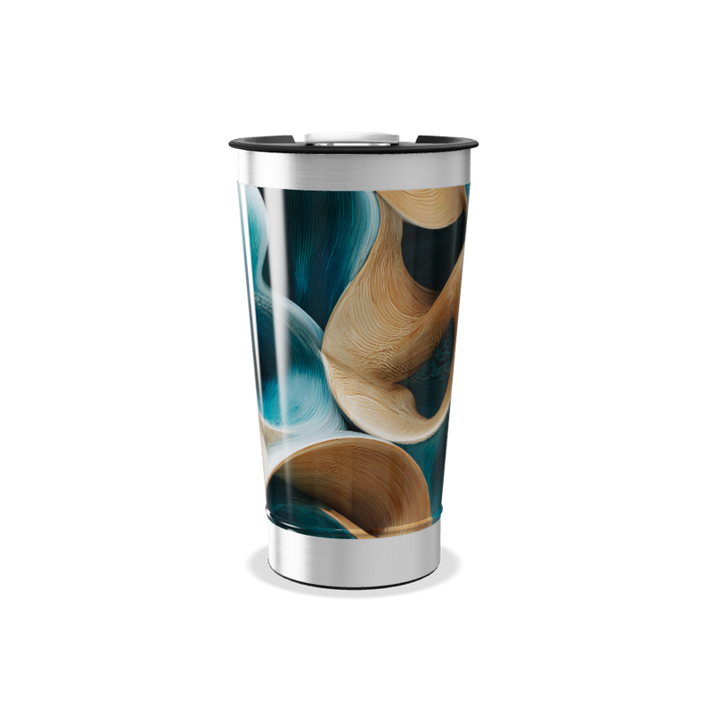 Copo Térmico - Abstrato Azul e Bege