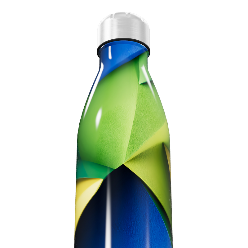 Garrafa Inox Estampa Colorida Verde Azul