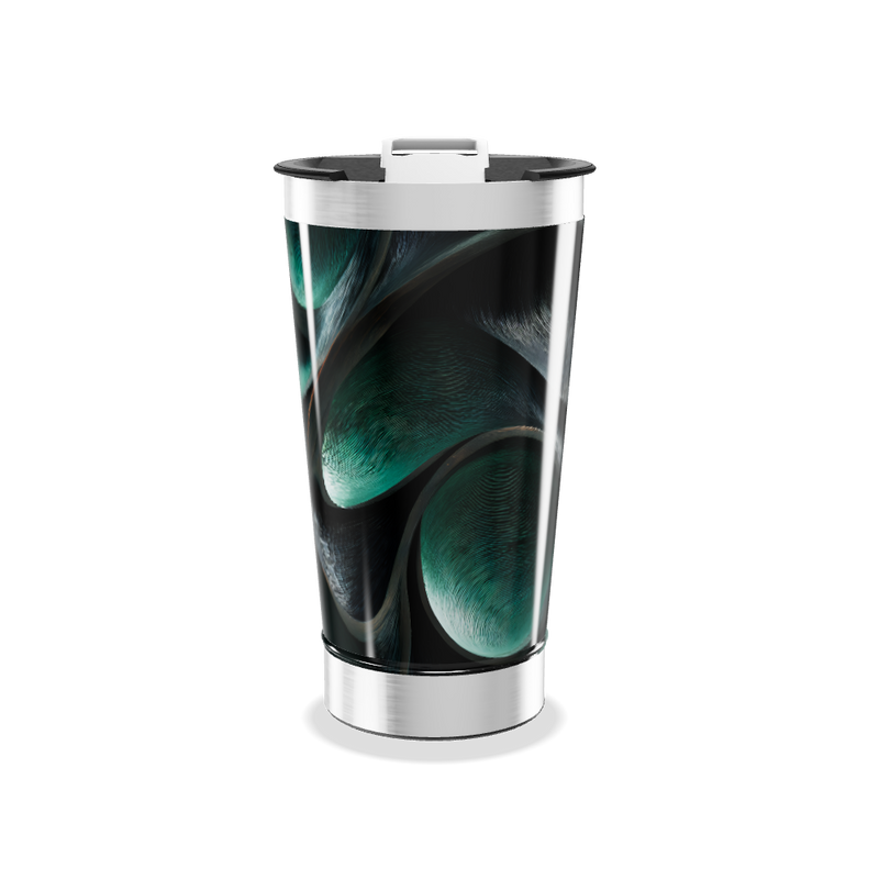 Copo Térmico - Verde Abstrato em Aço Inox