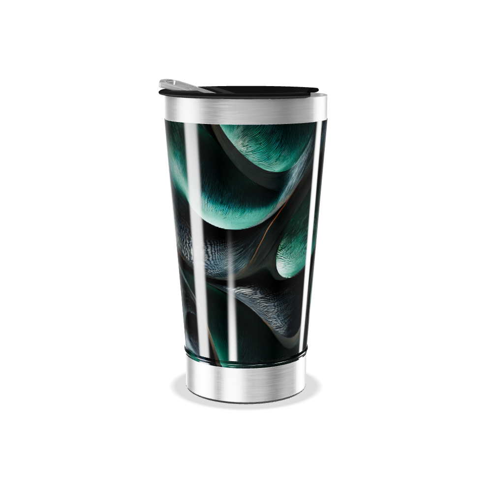 Copo Térmico - Verde Abstrato em Aço Inox