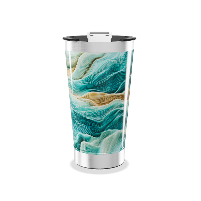 Copo Térmico - Ondas Azul e Bege