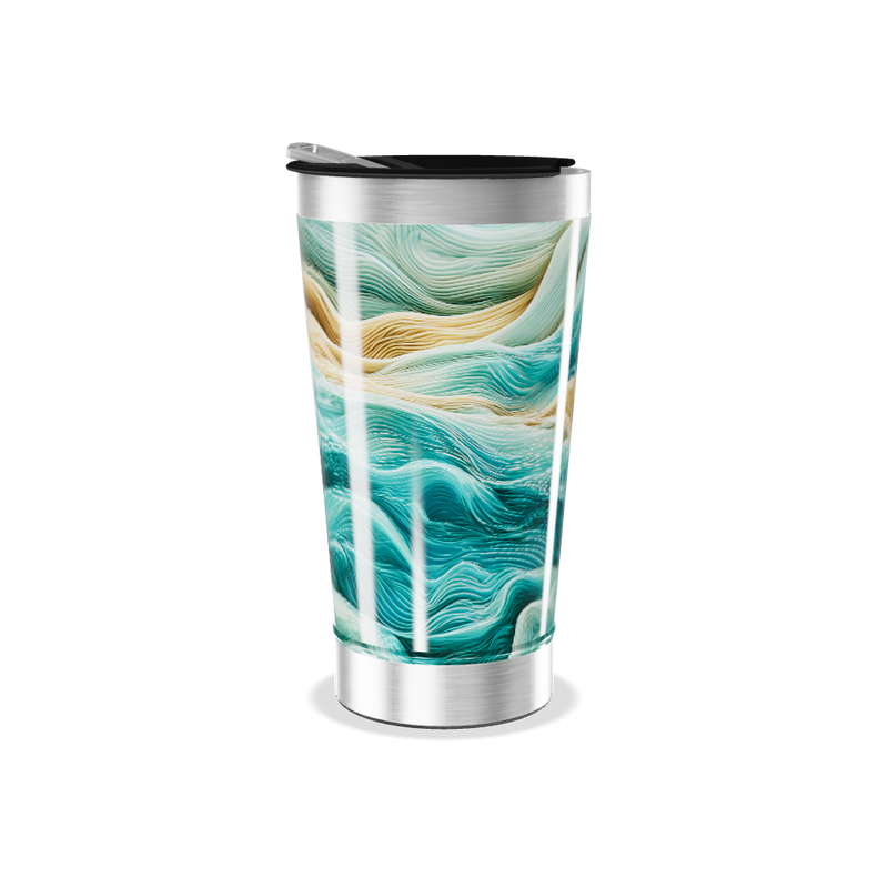 Copo Térmico - Ondas Azul e Bege