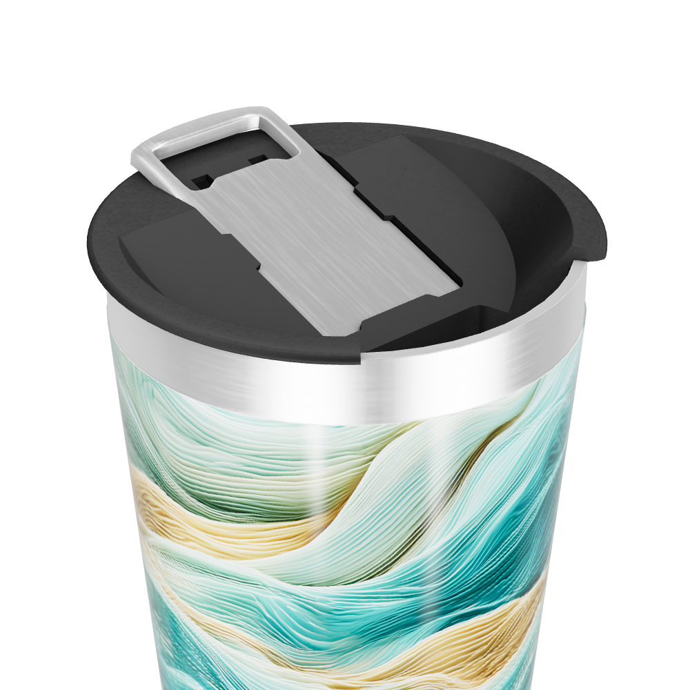 Copo Térmico - Ondas Azul e Bege