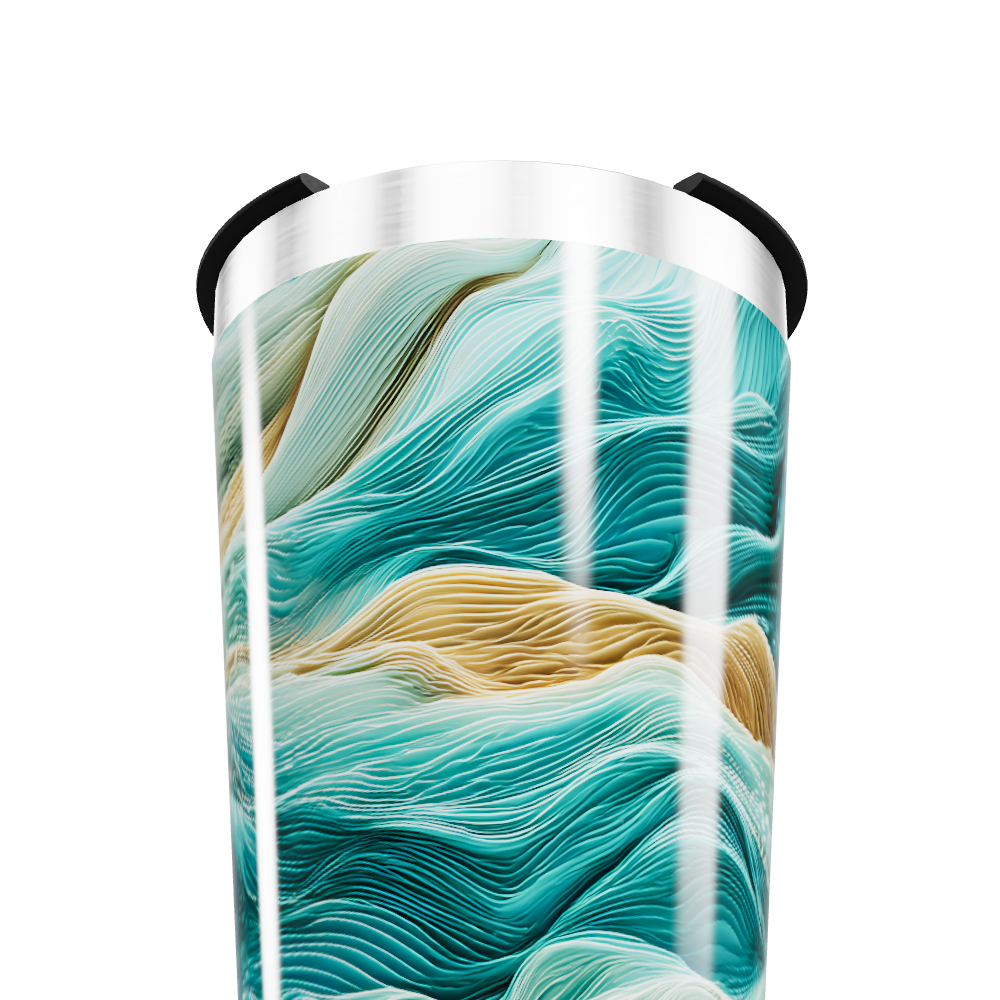 Copo Térmico - Ondas Azul e Bege