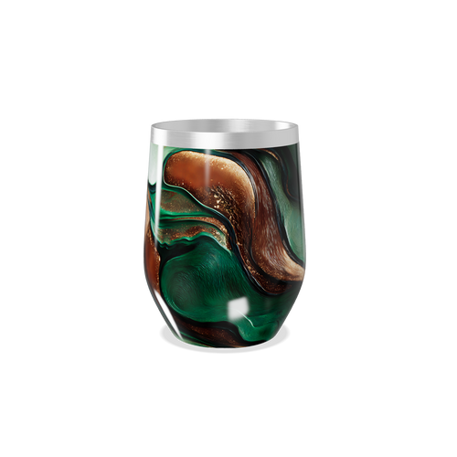 Copo Térmico Slim - Verde e Marrom Abstrato