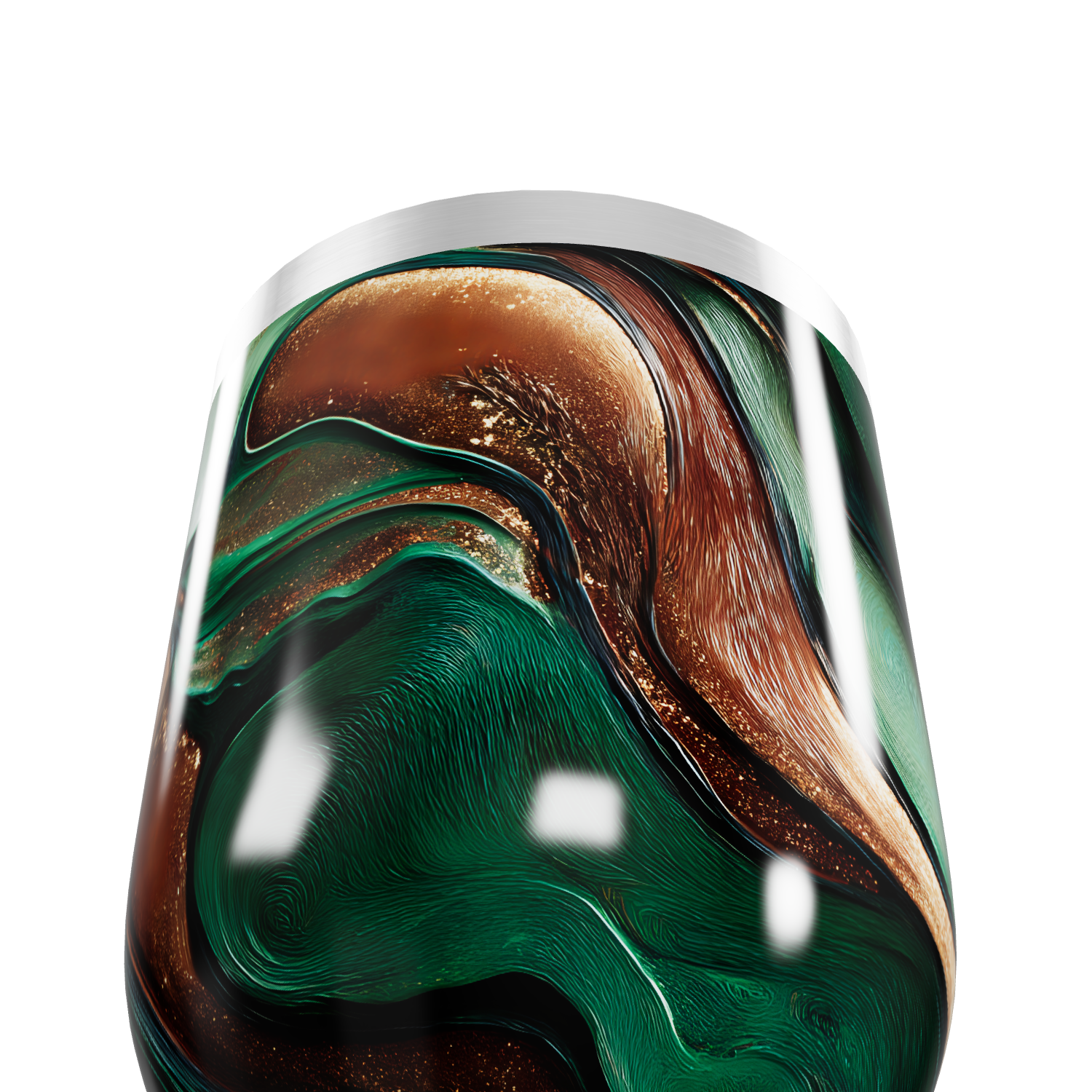 Copo Térmico Slim - Verde e Marrom Abstrato