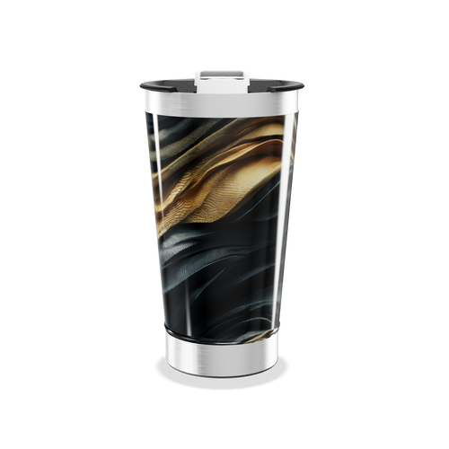 Copo Térmico - Estampa Abstrata Preta e Dourada