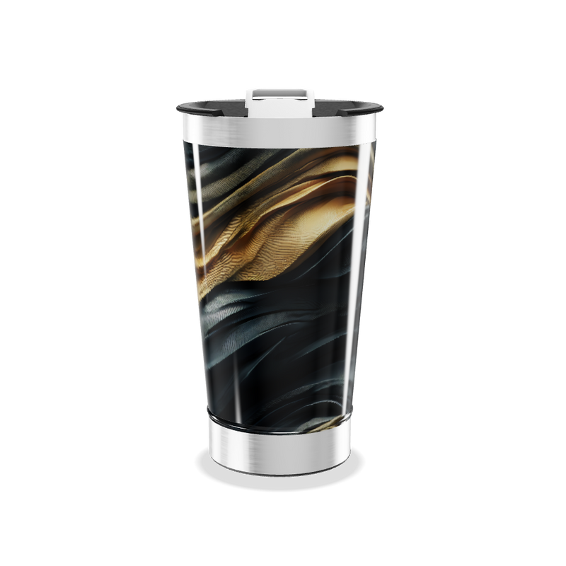 Copo Térmico - Estampa Abstrata Preta e Dourada