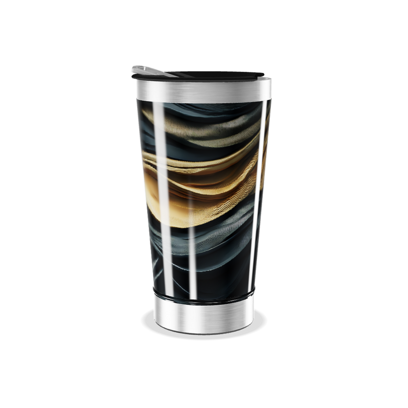 Copo Térmico - Estampa Abstrata Preta e Dourada