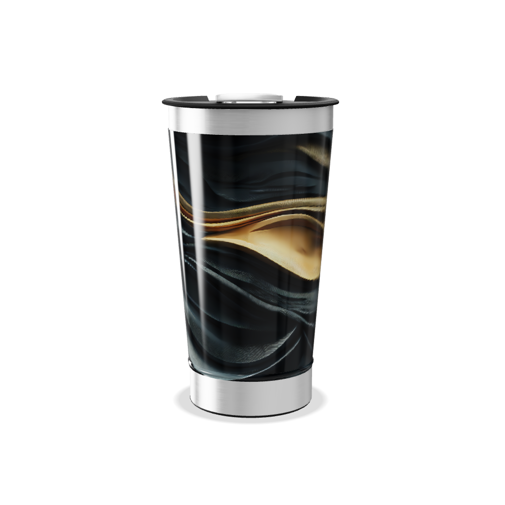 Copo Térmico - Estampa Abstrata Preta e Dourada