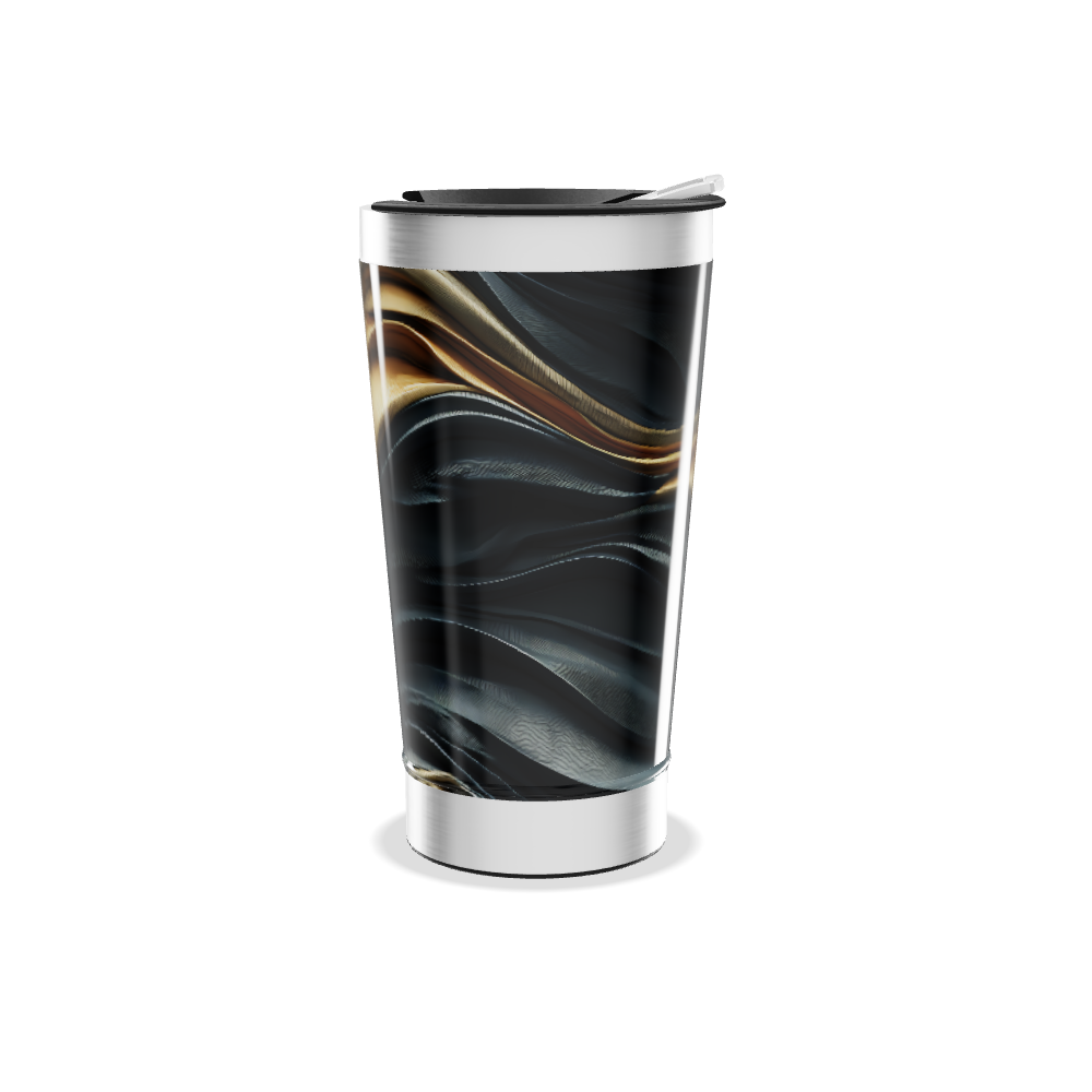 Copo Térmico - Estampa Abstrata Preta e Dourada