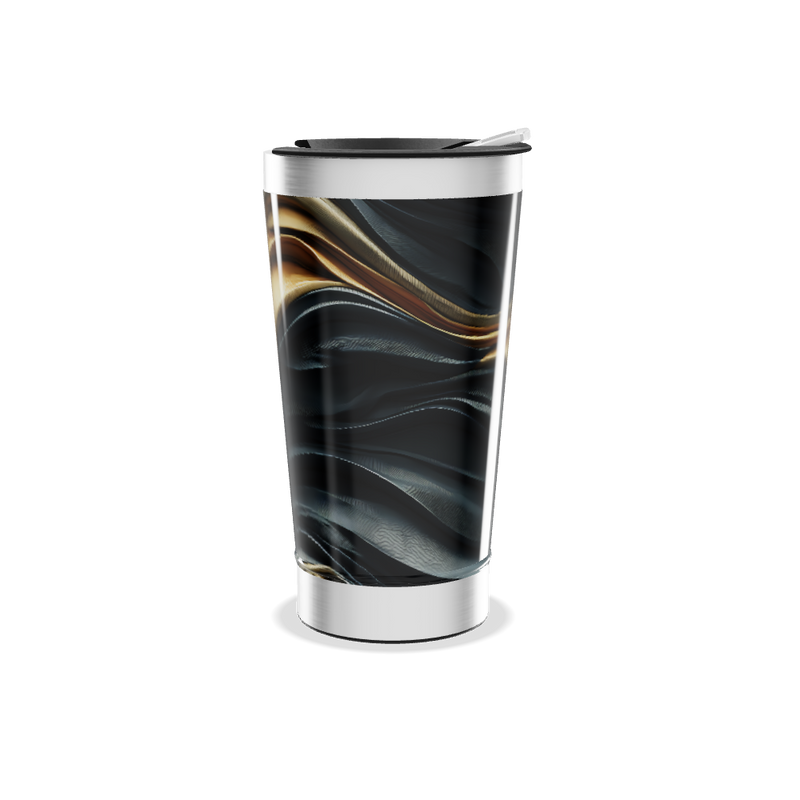 Copo Térmico - Estampa Abstrata Preta e Dourada