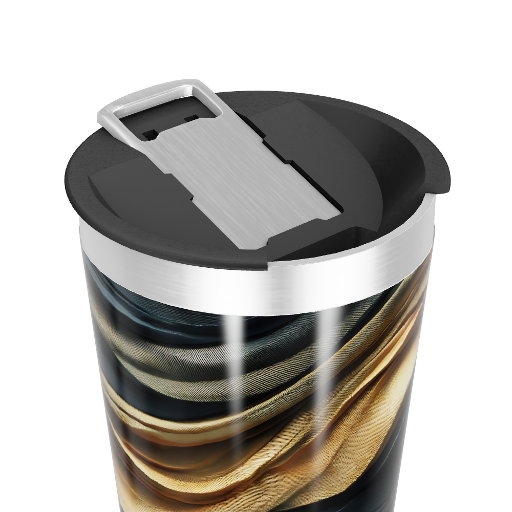 Copo Térmico - Estampa Abstrata Preta e Dourada