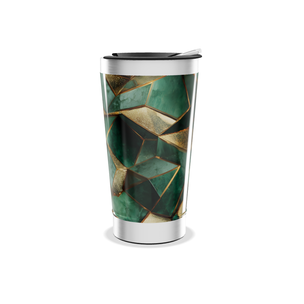 Copo Térmico - Verde com Detalhes Dourados