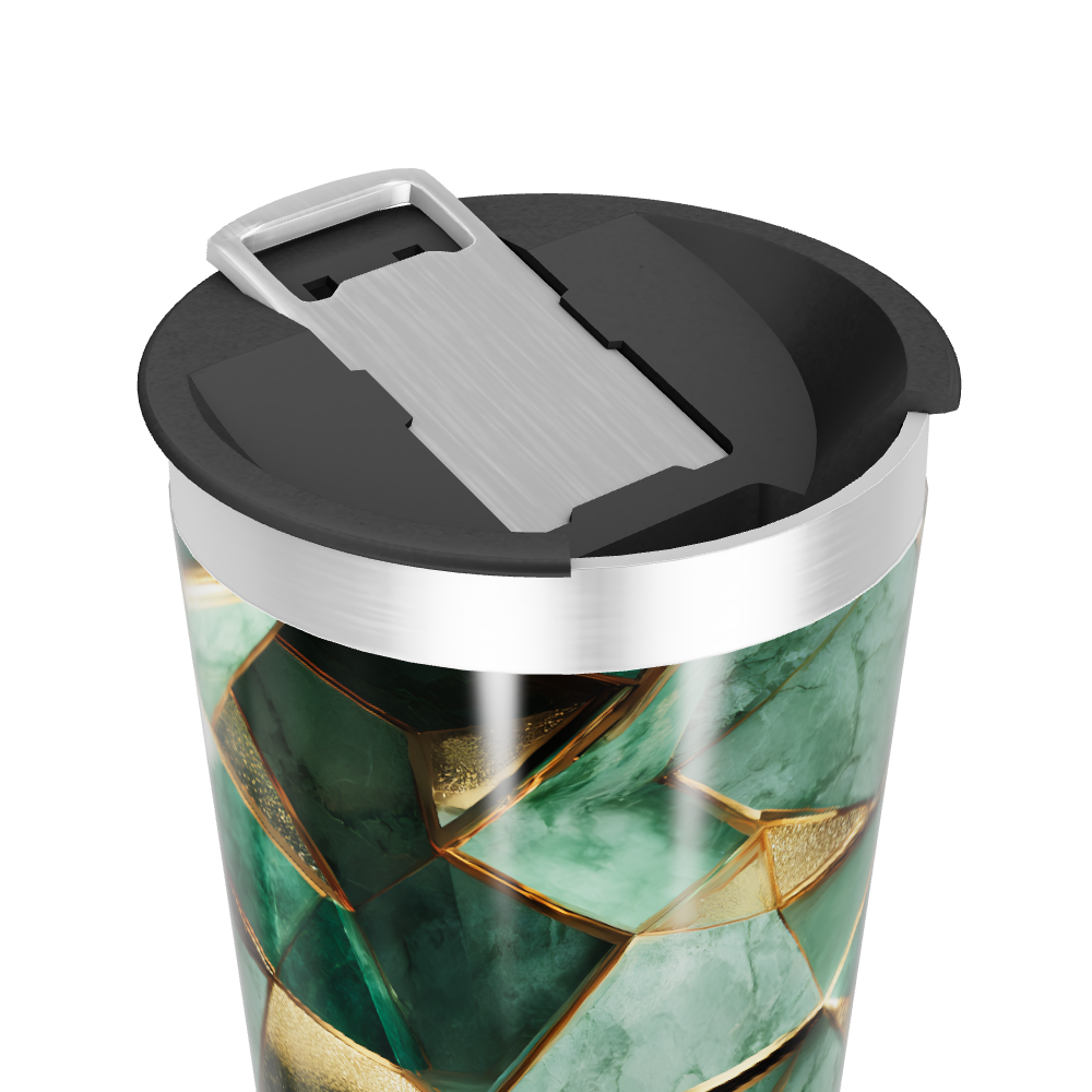 Copo Térmico - Verde com Detalhes Dourados