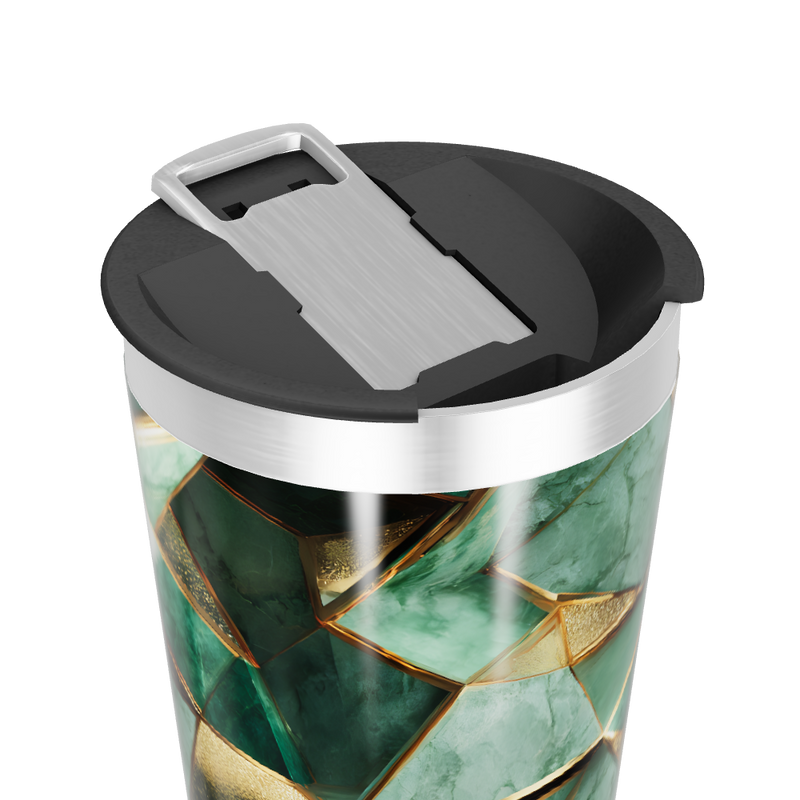 Copo Térmico - Verde com Detalhes Dourados