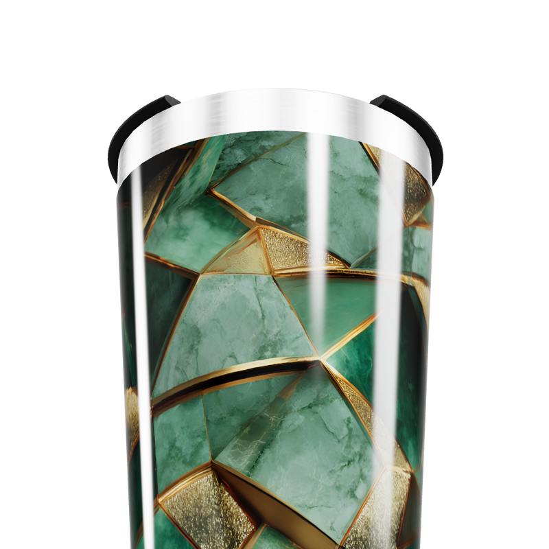 Copo Térmico - Verde com Detalhes Dourados