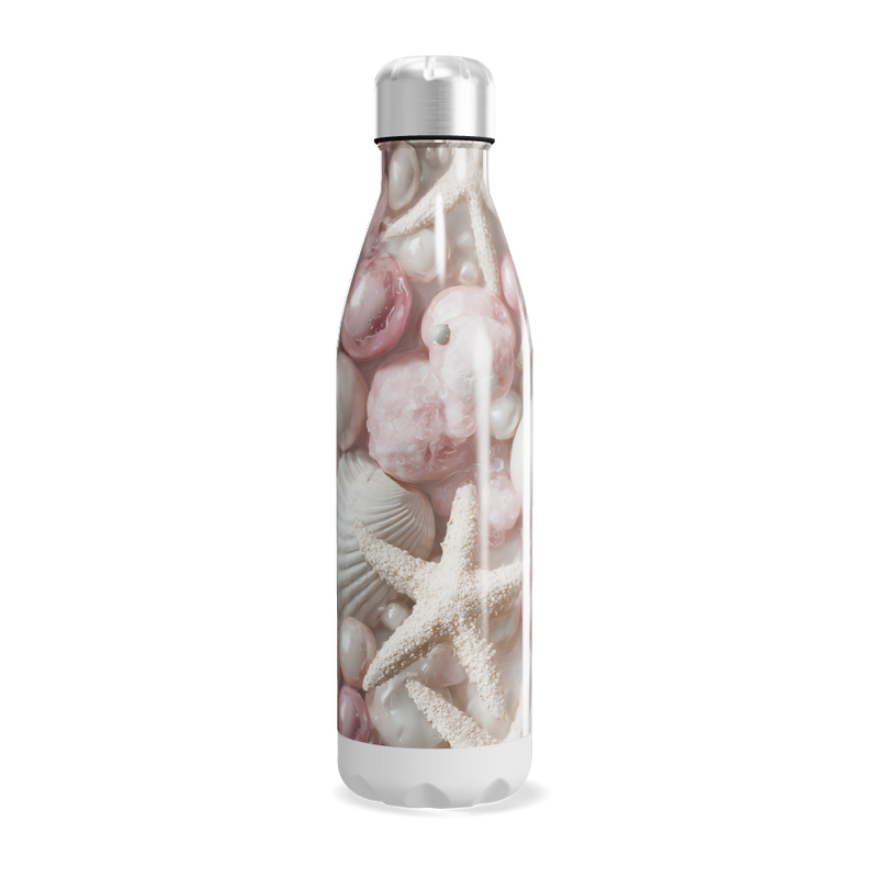 Garrafa Inox Estampa Conchas e Estrelas do Mar