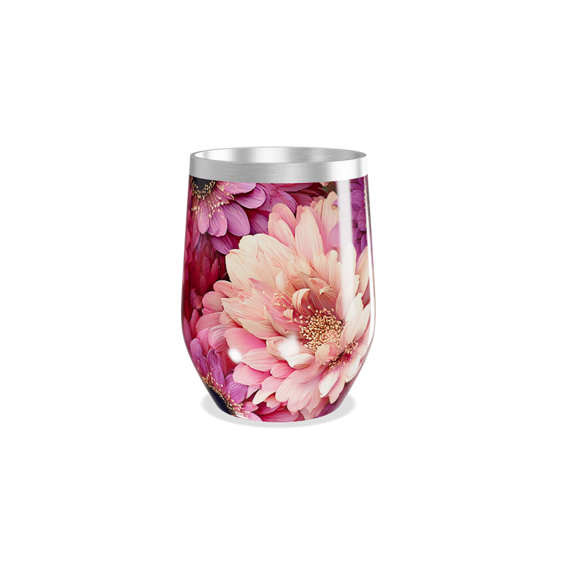 Copo Térmico Slim - Flores Rosa Inox