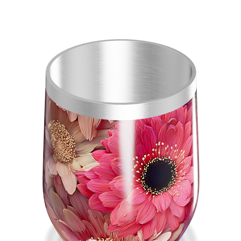 Copo Térmico Slim - Flores Rosa Inox