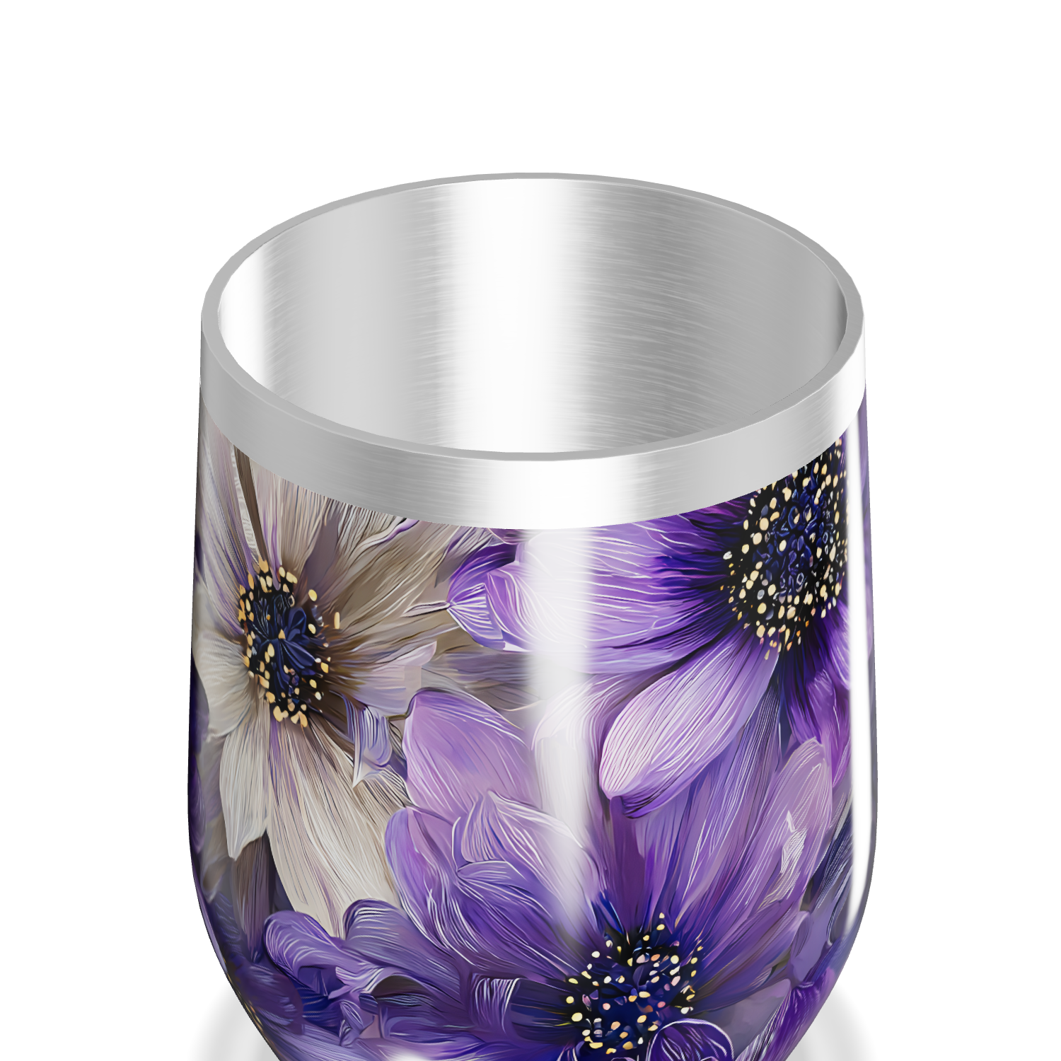 Copo Térmico Slim - Flores Roxas Aço Inox