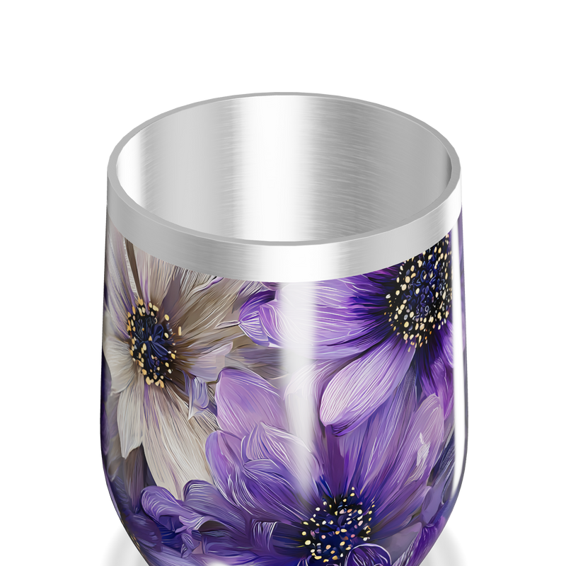 Copo Térmico Slim - Flores Roxas Aço Inox