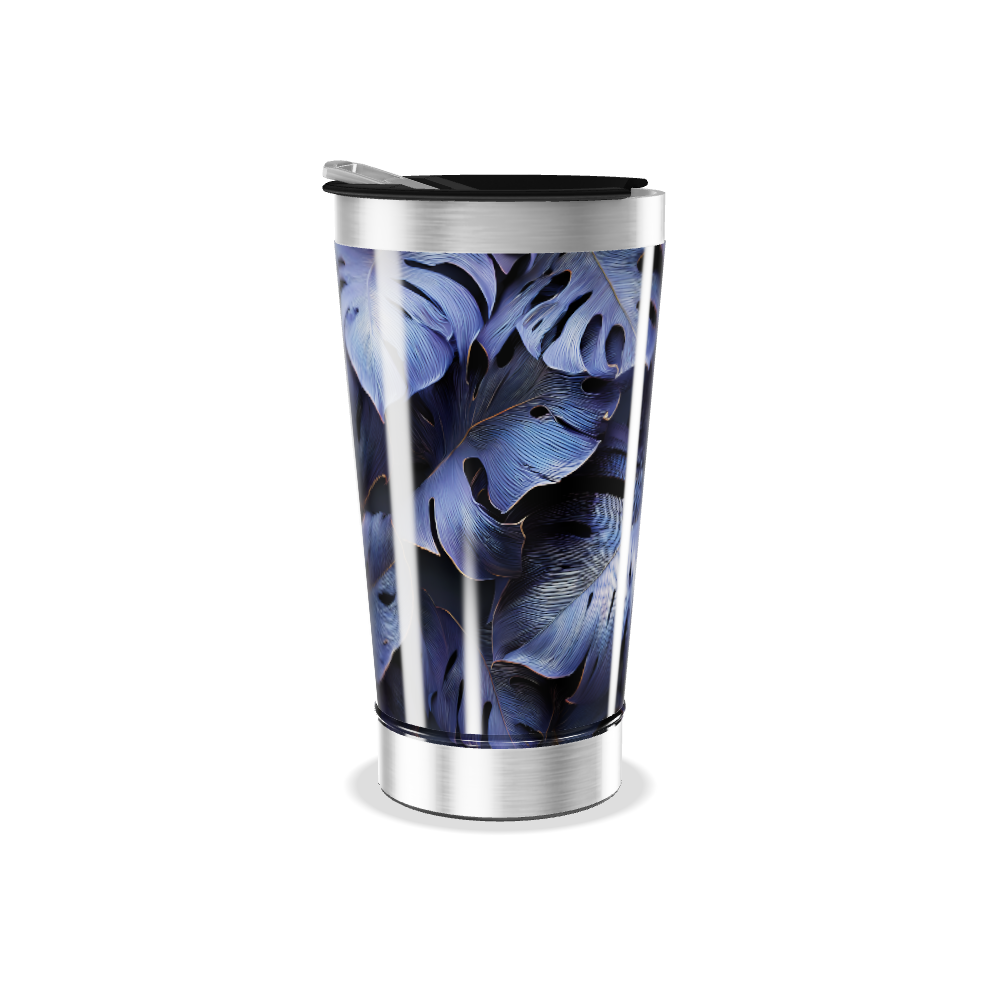 Copo Térmico - Folhas Azul Aço Inox