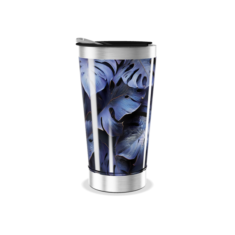 Copo Térmico - Folhas Azul Aço Inox