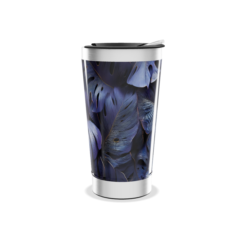 Copo Térmico - Folhas Azul Aço Inox