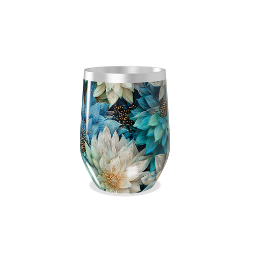 Copo Térmico Slim - Floral Azul Inox