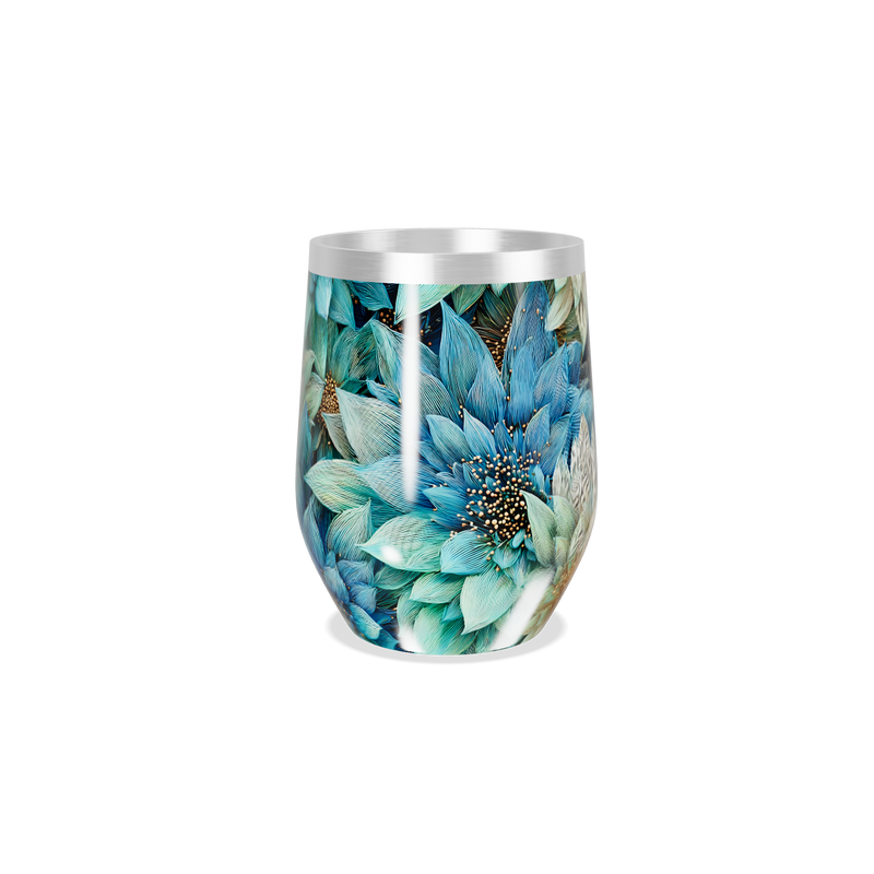 Copo Térmico Slim - Floral Azul Inox