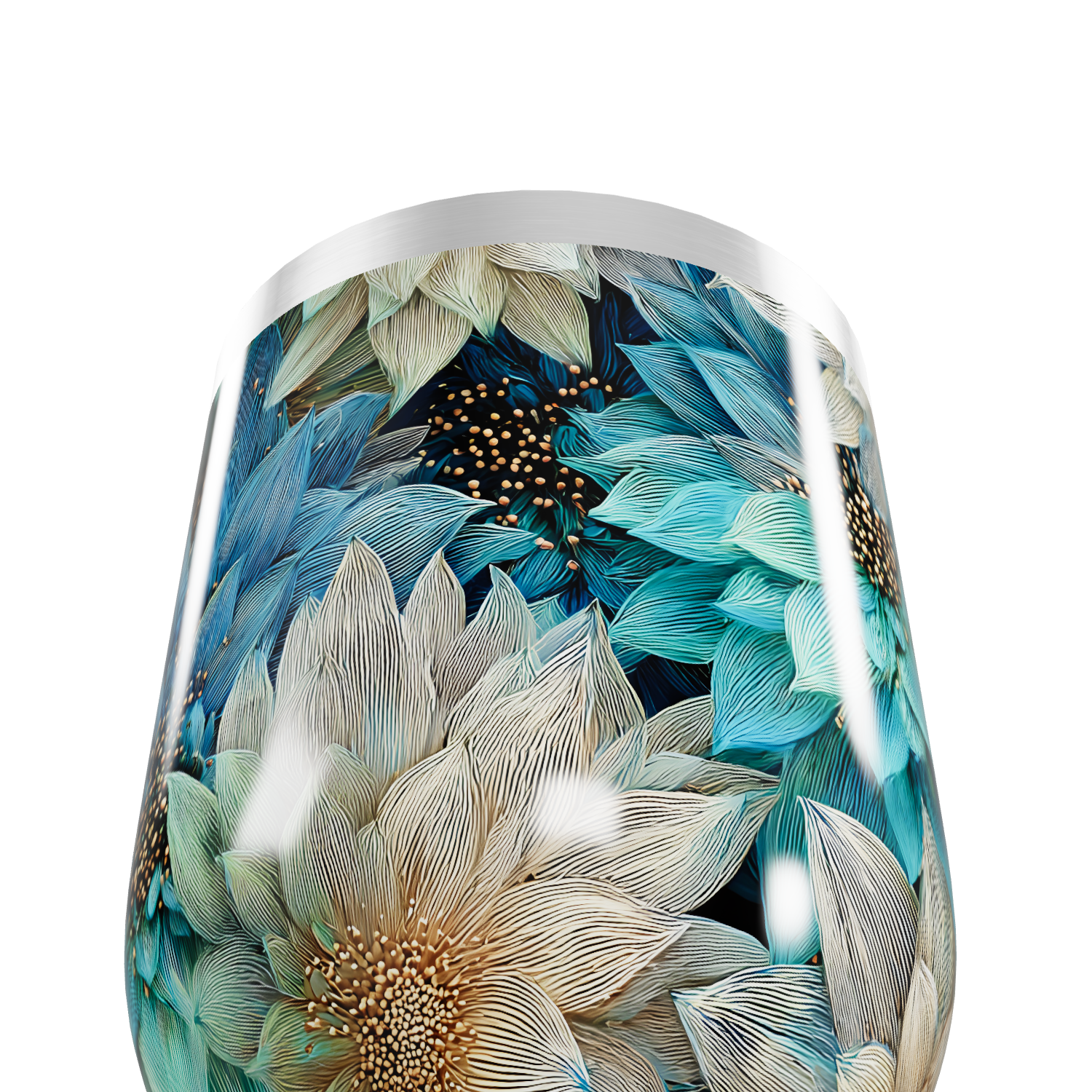 Copo Térmico Slim - Floral Azul Inox