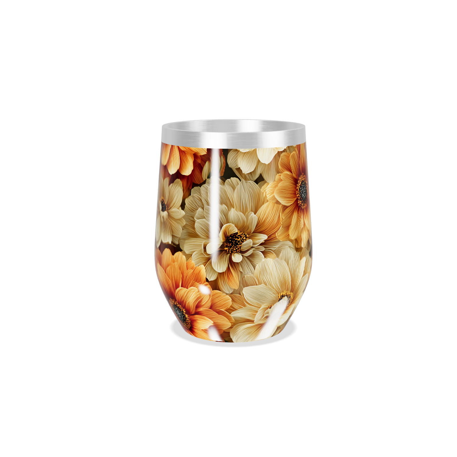 Copo Térmico Slim - Floral Laranja Inox