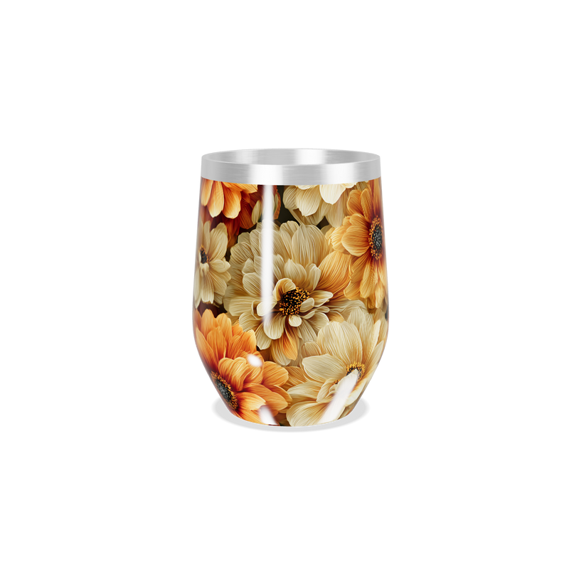 Copo Térmico Slim - Floral Laranja Inox