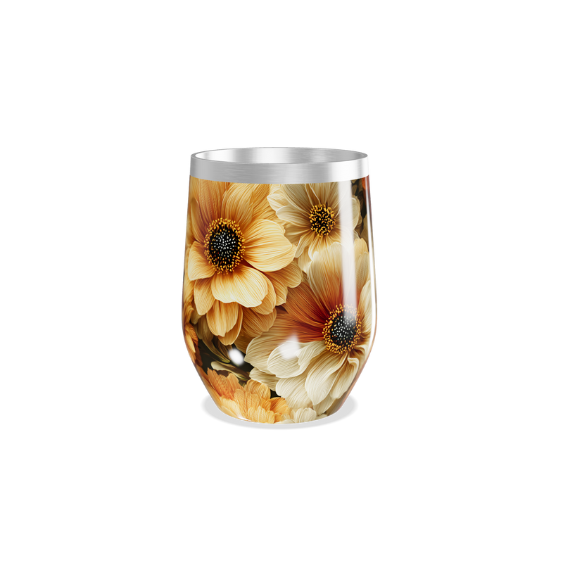 Copo Térmico Slim - Floral Laranja Inox