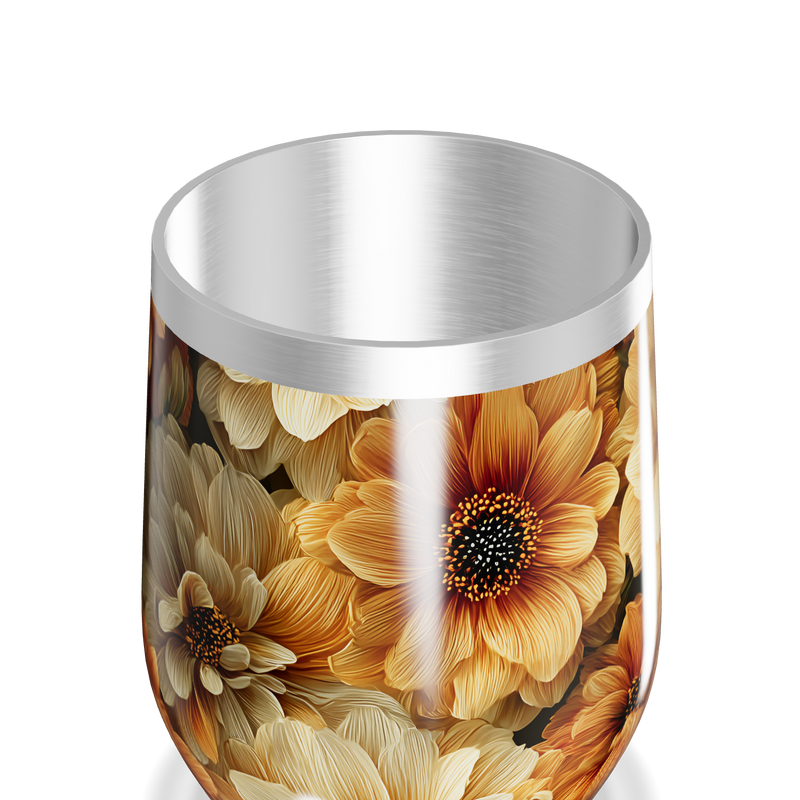 Copo Térmico Slim - Floral Laranja Inox