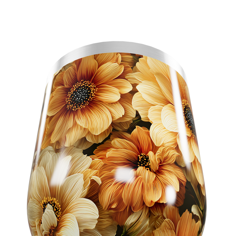 Copo Térmico Slim - Floral Laranja Inox