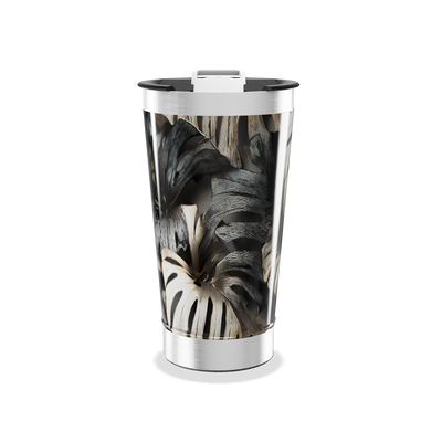 Copo Térmico - Folhagem Preto e Branco