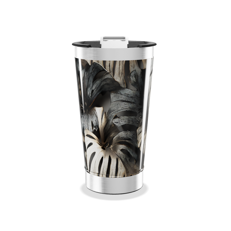 Copo Térmico - Folhagem Preto e Branco