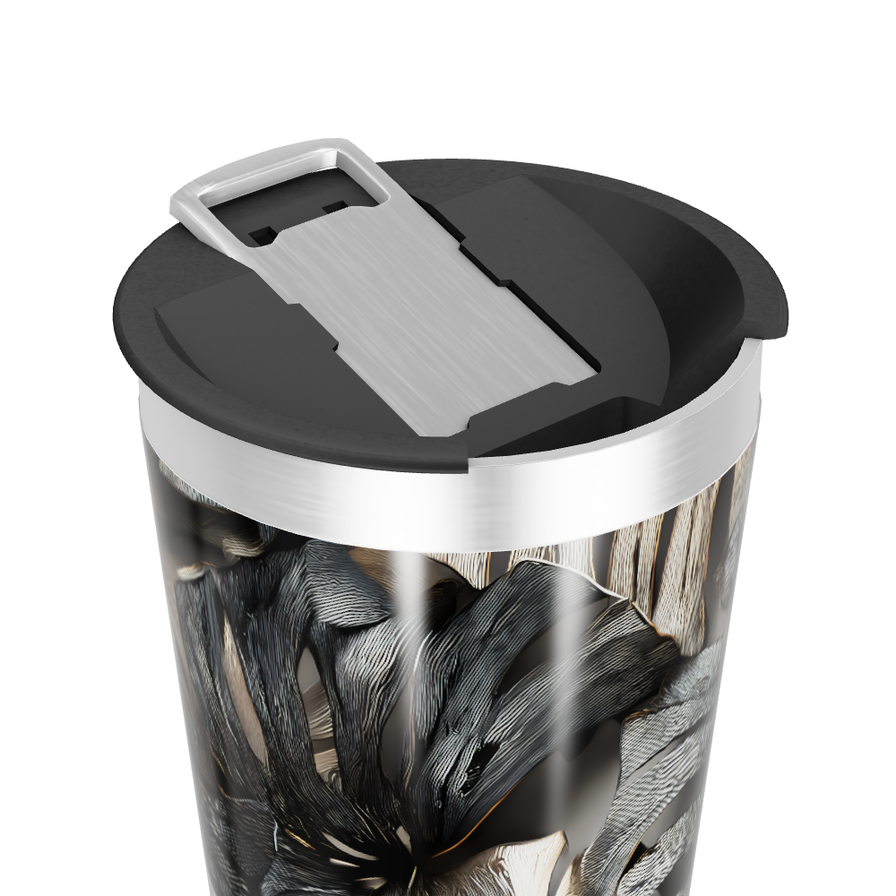 Copo Térmico - Folhagem Preto e Branco