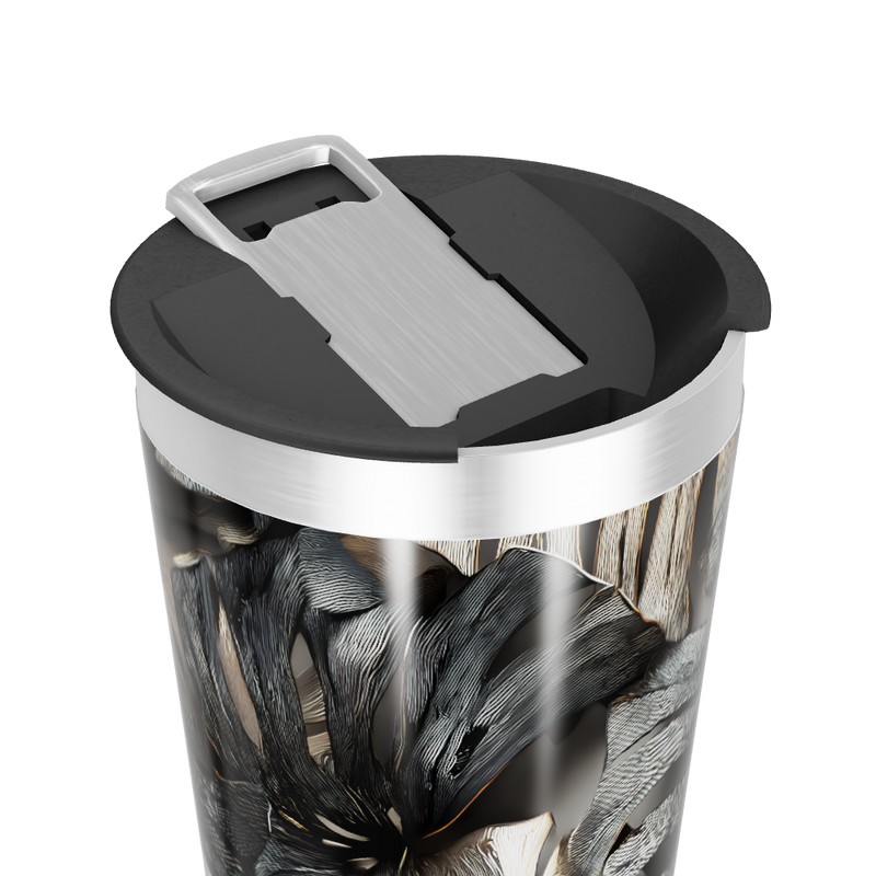 Copo Térmico - Folhagem Preto e Branco