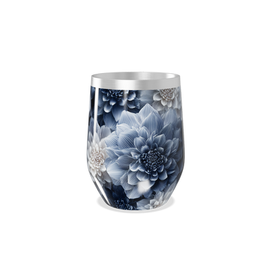 Copo Térmico Slim - Floral Azul Inox