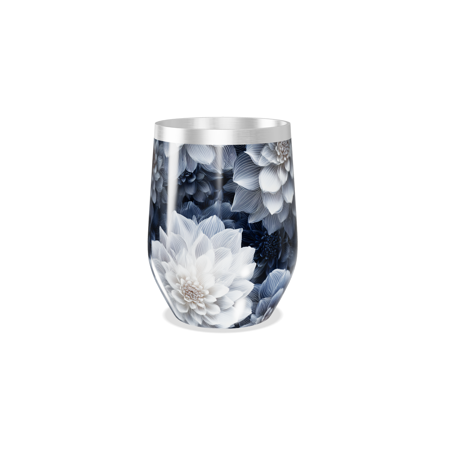 Copo Térmico Slim - Floral Azul Inox